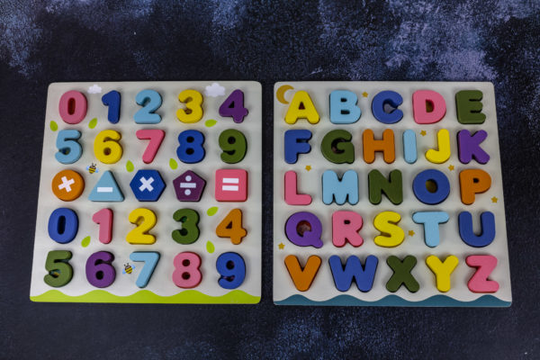 Wooden Alphabet and Numbers Puzzle Set