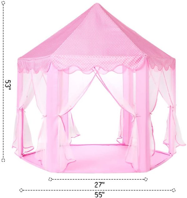 Princess Castle Tent with LED Star String Lights - Image 2