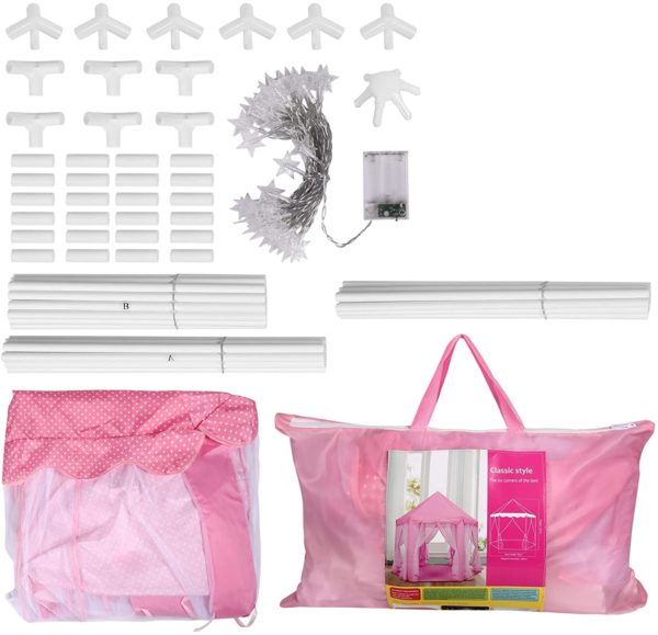 Princess Castle Tent with LED Star String Lights - Image 3