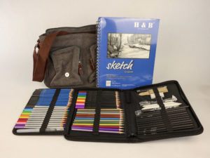 Vintage Canvas Multi-pocket Crossbody Bag Sketch Set