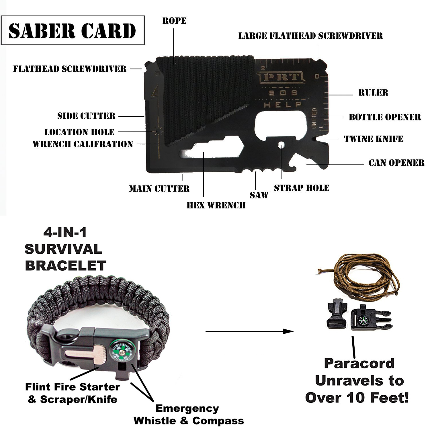 Survival tool kit 14 in 1, Survival Gear and Equipment, Camping Accessories